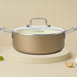 Coobinox® MUSH Moca Ceramic Coating Induction Shallow Hot Pot 22cm(CO-13-05) Non-Stick Aluminum Body with Glass Lid